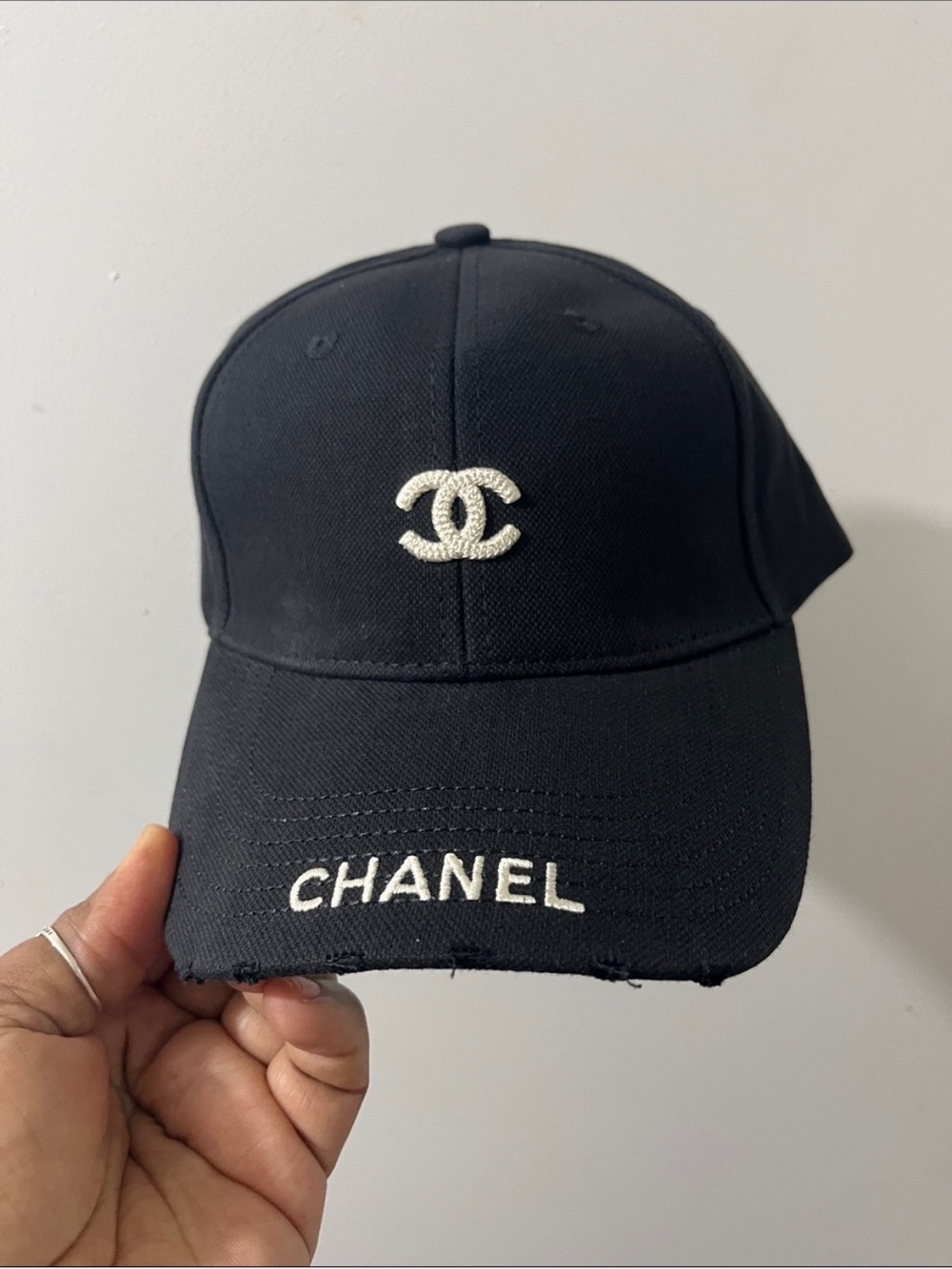 Cute fashion Black Baseball Cap with White Embroidered Logo